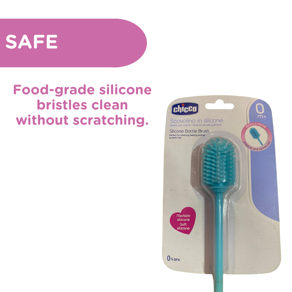 Chicco 9.5” Silicone Bottle Brush with Food-Grade Silicone
